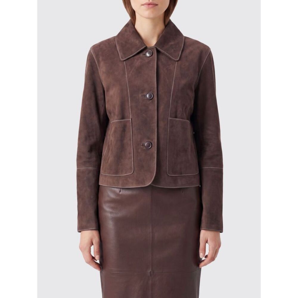 Parosh Women Short Suede Leather Jacket P.A.R.O.S.H. With Patch Pockets